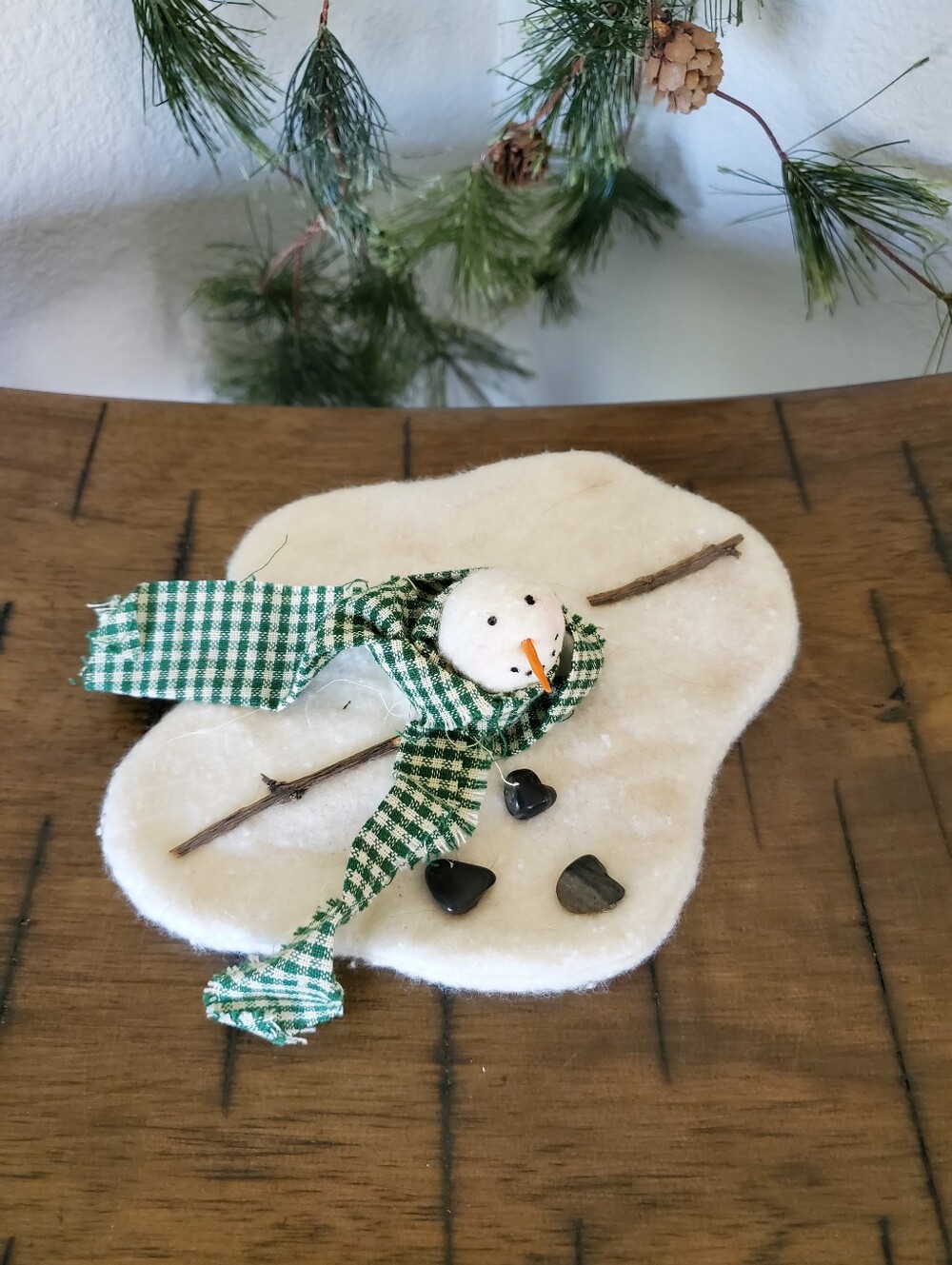 Melted Snowman Primitive Grungy Winter Holiday Decor Homespun Farmhouse Rustic